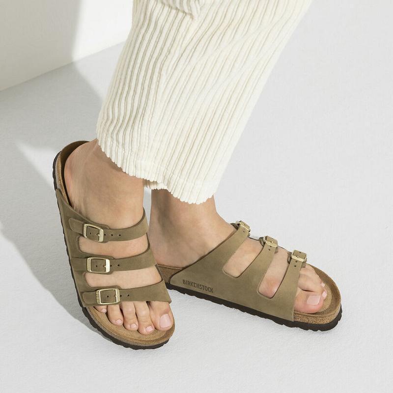 Birkenstock Fresh Soft Footbed Nubuck Læder Florida Dame Khaki | DK 456NWY